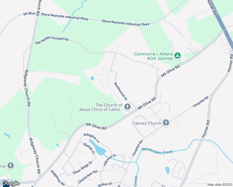 map of restaurants, bars, coffee shops, grocery stores, and more near 2349 Remington Drive in Commerce
