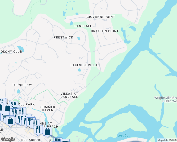 map of restaurants, bars, coffee shops, grocery stores, and more near 1351 Regatta Drive in Wilmington