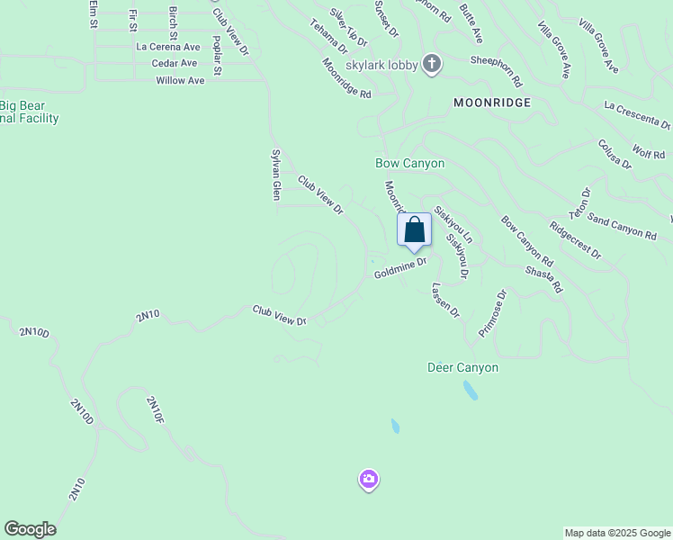 map of restaurants, bars, coffee shops, grocery stores, and more near Pigeon Road in Big Bear Lake