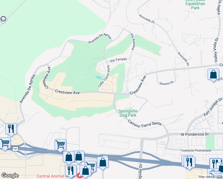 map of restaurants, bars, coffee shops, grocery stores, and more near 1150 Corte Riviera in Camarillo