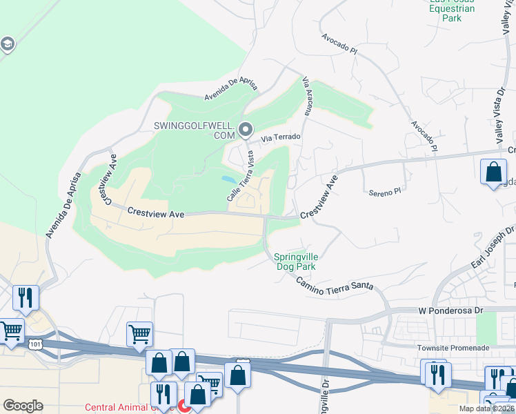 map of restaurants, bars, coffee shops, grocery stores, and more near 1156 Corte Riviera in Camarillo