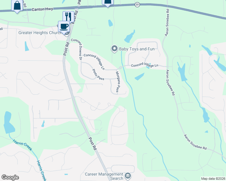 map of restaurants, bars, coffee shops, grocery stores, and more near 5195 Prancing Pass in Cumming