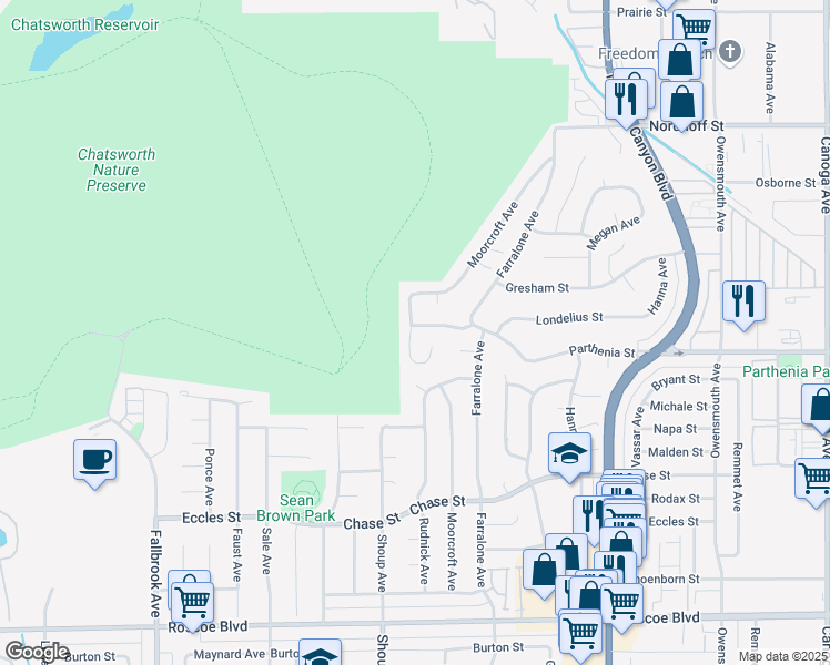 map of restaurants, bars, coffee shops, grocery stores, and more near 8660 Delmonico Avenue in Los Angeles