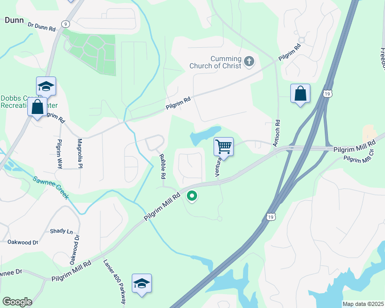 map of restaurants, bars, coffee shops, grocery stores, and more near Cornucopia Drive in Cumming
