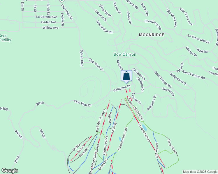 map of restaurants, bars, coffee shops, grocery stores, and more near 1288 Club View Drive in Big Bear Lake