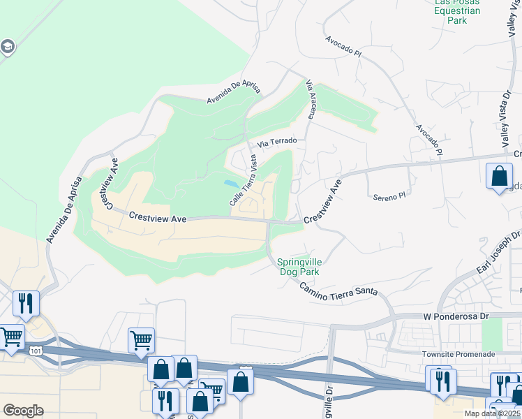 map of restaurants, bars, coffee shops, grocery stores, and more near 1156 Corte Riviera in Camarillo