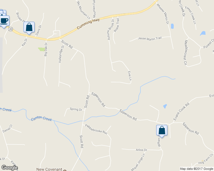 map of restaurants, bars, coffee shops, grocery stores, and more near 345 Evie Lane in Canton