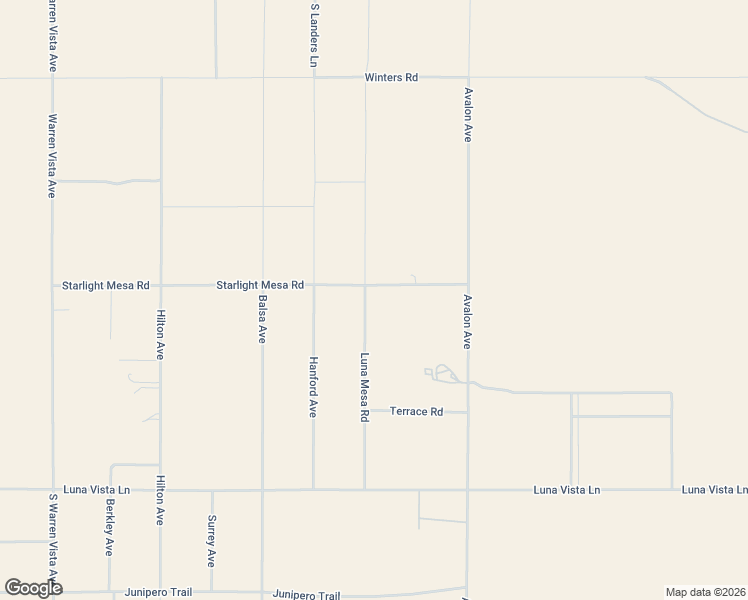 map of restaurants, bars, coffee shops, grocery stores, and more near 1325 Luna Mesa Road in Yucca Valley