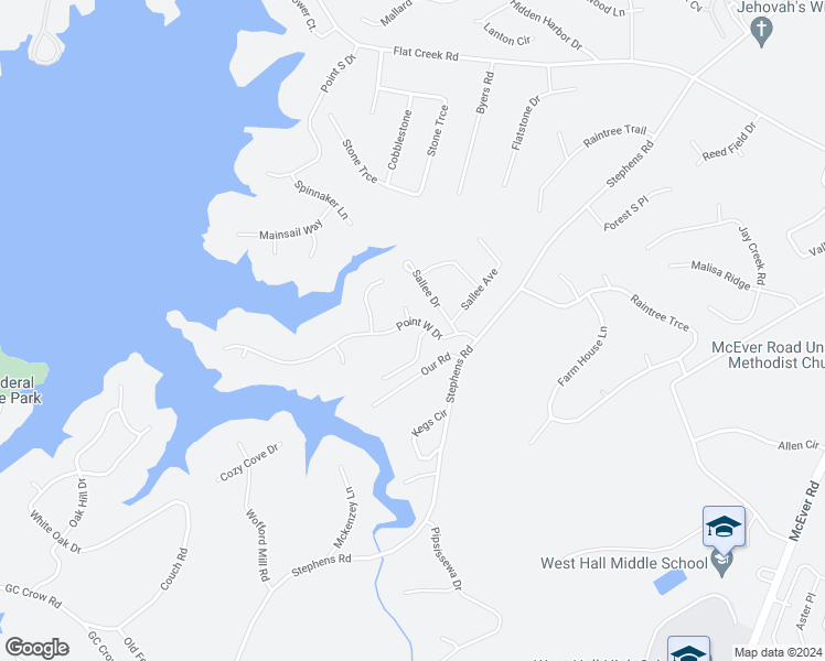 map of restaurants, bars, coffee shops, grocery stores, and more near 5530 Southwinds Way in Oakwood