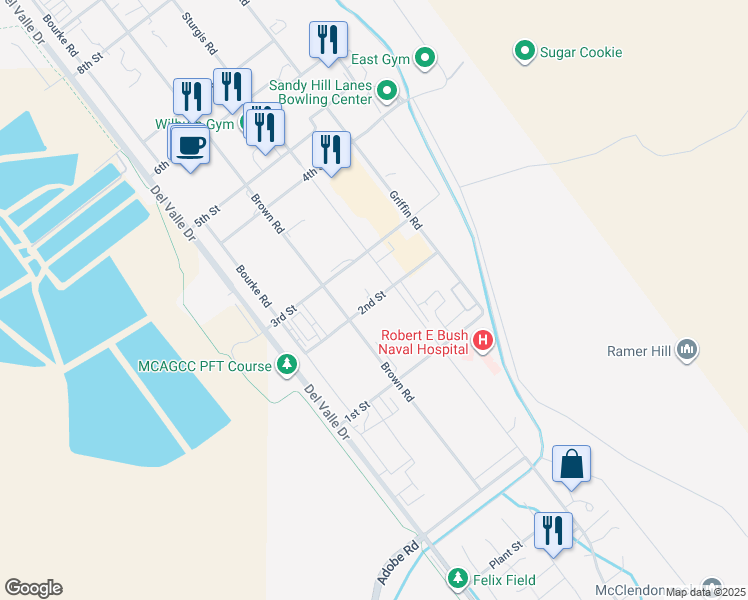 map of restaurants, bars, coffee shops, grocery stores, and more near 2nd Street in TWENTYNIN PLM