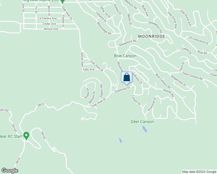 map of restaurants, bars, coffee shops, grocery stores, and more near 1274 Club View Drive in Big Bear Lake