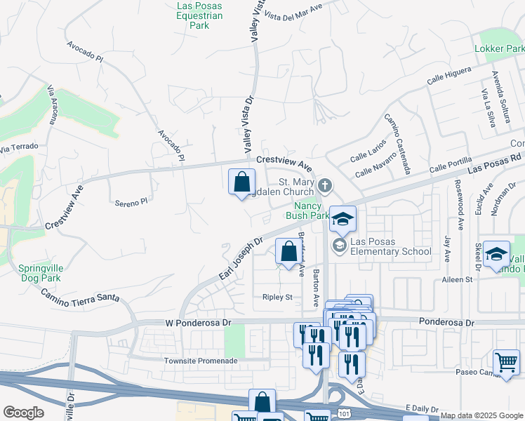map of restaurants, bars, coffee shops, grocery stores, and more near in Camarillo