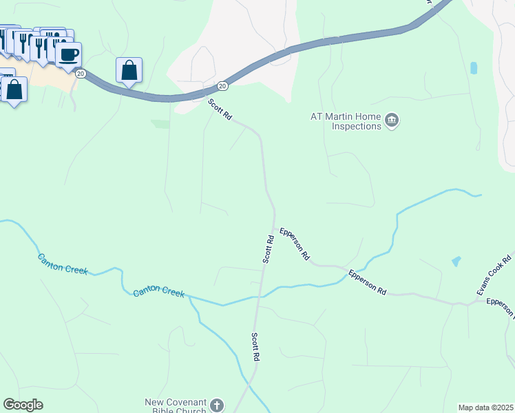 map of restaurants, bars, coffee shops, grocery stores, and more near 1943 Scott Road in Canton