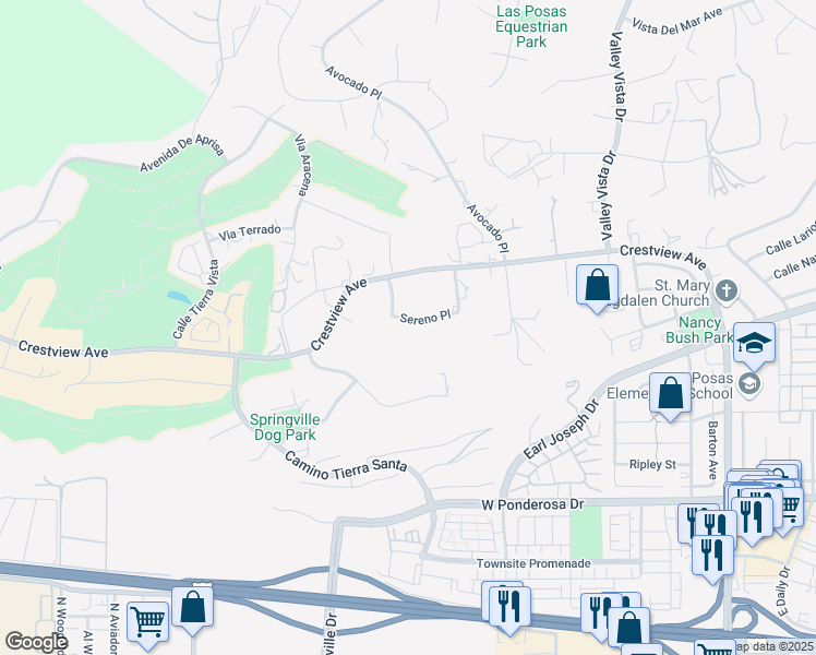 map of restaurants, bars, coffee shops, grocery stores, and more near 468 Sereno Place in Camarillo