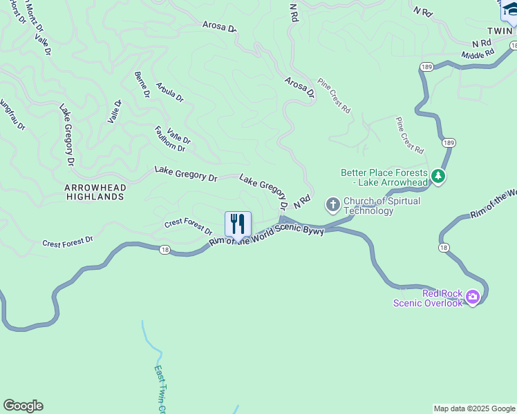 map of restaurants, bars, coffee shops, grocery stores, and more near 1328 Forest View Drive in Crestline