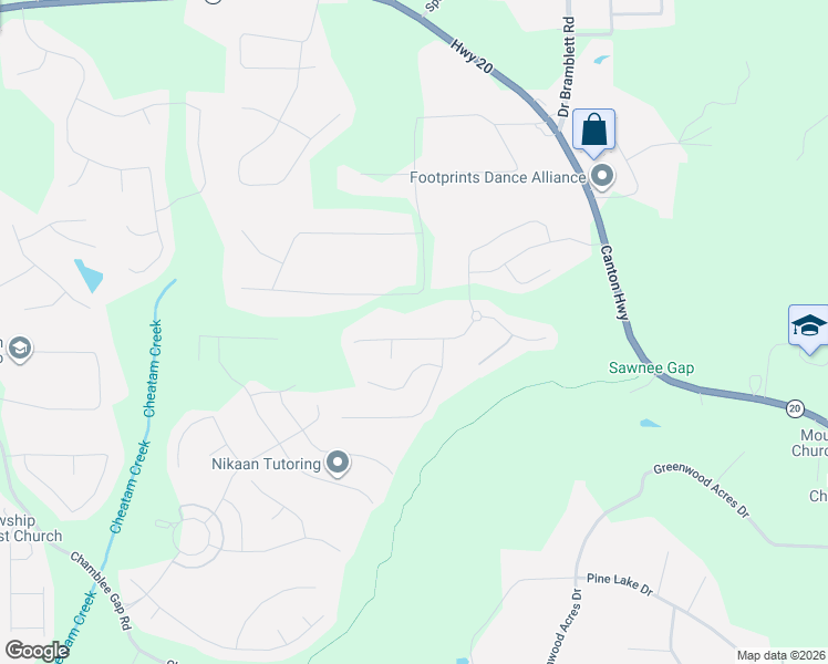 map of restaurants, bars, coffee shops, grocery stores, and more near 1751 Valley Lane in Cumming