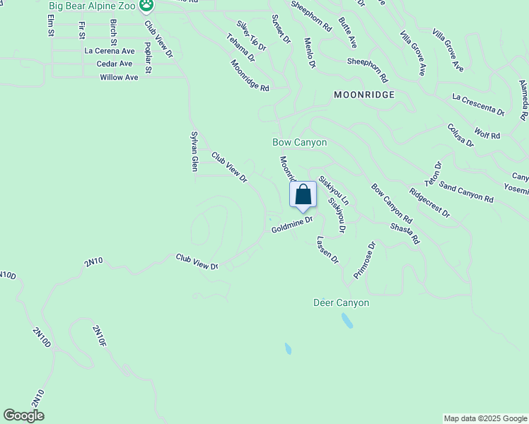 map of restaurants, bars, coffee shops, grocery stores, and more near 1224 Club View Drive in Big Bear Lake