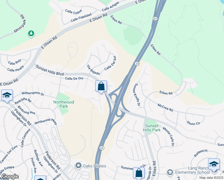 map of restaurants, bars, coffee shops, grocery stores, and more near 3658 Calle Florencia in Thousand Oaks
