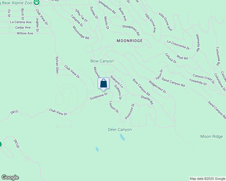 map of restaurants, bars, coffee shops, grocery stores, and more near 1251 Lassen Drive in Big Bear Lake