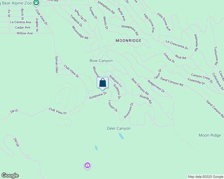map of restaurants, bars, coffee shops, grocery stores, and more near 1251 Lassen Drive in Big Bear Lake