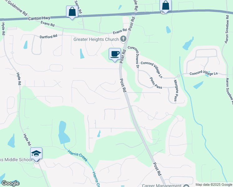 map of restaurants, bars, coffee shops, grocery stores, and more near 4025 Toulon Lane in Cumming