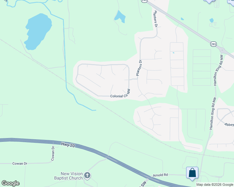 map of restaurants, bars, coffee shops, grocery stores, and more near 32 Colonial Circle Northwest in Cartersville