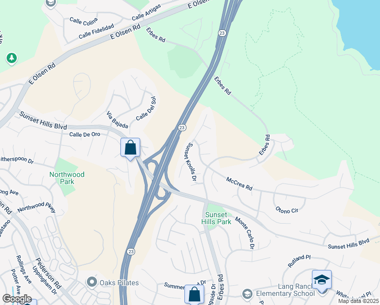 map of restaurants, bars, coffee shops, grocery stores, and more near 3710 Sunset Knolls Drive in Thousand Oaks