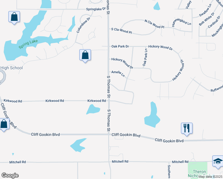 map of restaurants, bars, coffee shops, grocery stores, and more near 2391 North Laurelwood Lane in Tupelo