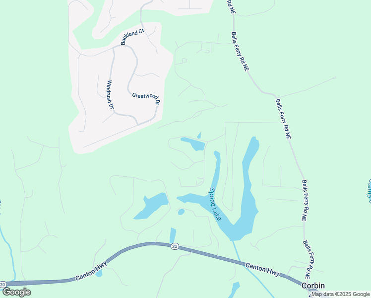 map of restaurants, bars, coffee shops, grocery stores, and more near 33 Fawn Lake Trail Northeast in White