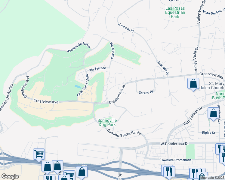 map of restaurants, bars, coffee shops, grocery stores, and more near 300 Crestview Avenue in Camarillo