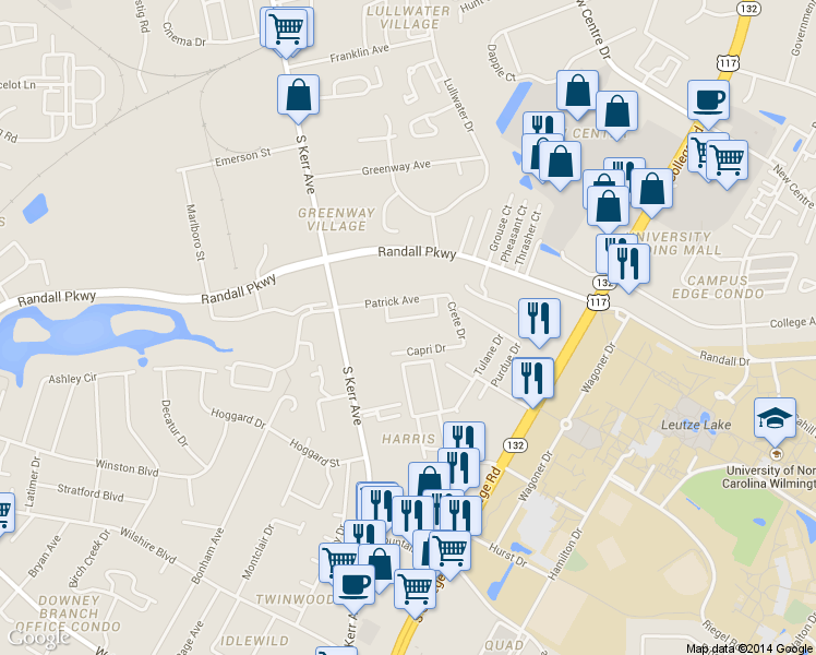 map of restaurants, bars, coffee shops, grocery stores, and more near 4594 Patrick Avenue in Wilmington