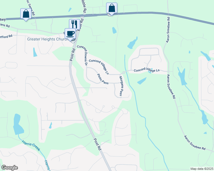 map of restaurants, bars, coffee shops, grocery stores, and more near 5145 Pinto Pass in Cumming