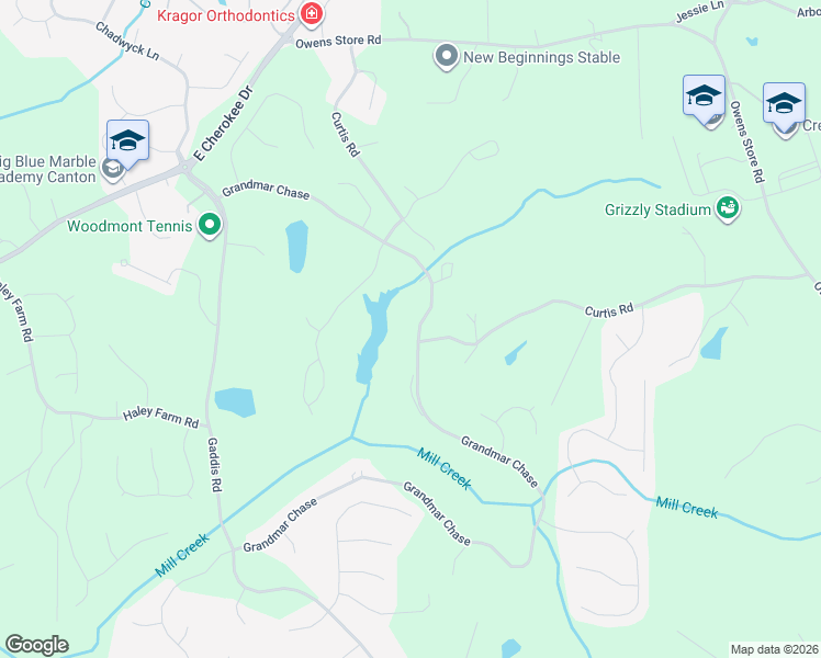 map of restaurants, bars, coffee shops, grocery stores, and more near 205 Grandmar Chase in Canton