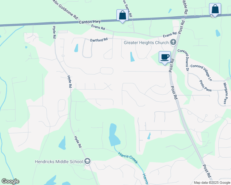 map of restaurants, bars, coffee shops, grocery stores, and more near 5045 Edisto Lane in Cumming