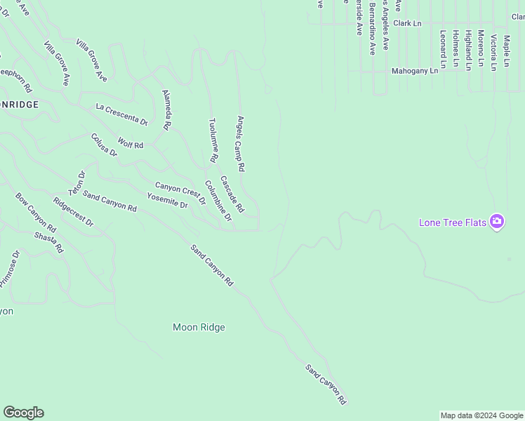 map of restaurants, bars, coffee shops, grocery stores, and more near 1750 Angels Camp Road in Big Bear