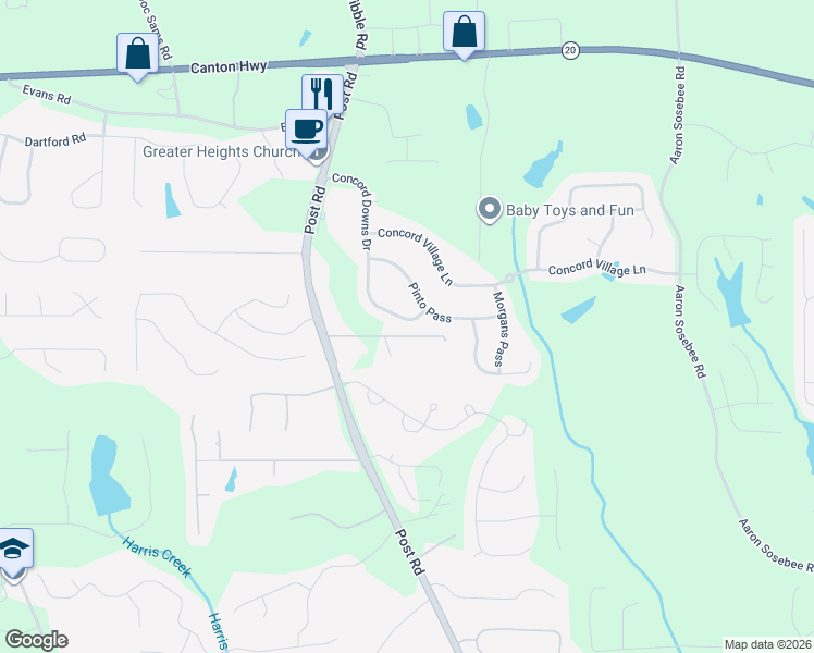 map of restaurants, bars, coffee shops, grocery stores, and more near 5235 Concord Downs Drive in Cumming