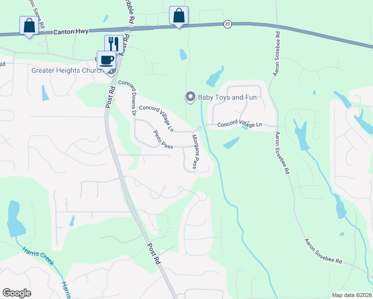 map of restaurants, bars, coffee shops, grocery stores, and more near 5105 Prancing Pass in Cumming