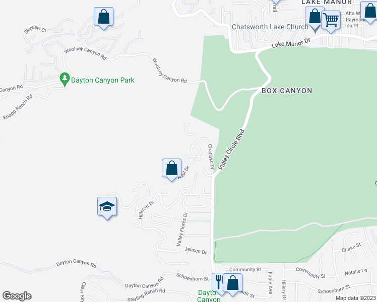 map of restaurants, bars, coffee shops, grocery stores, and more near 8815 Azul Drive in Los Angeles