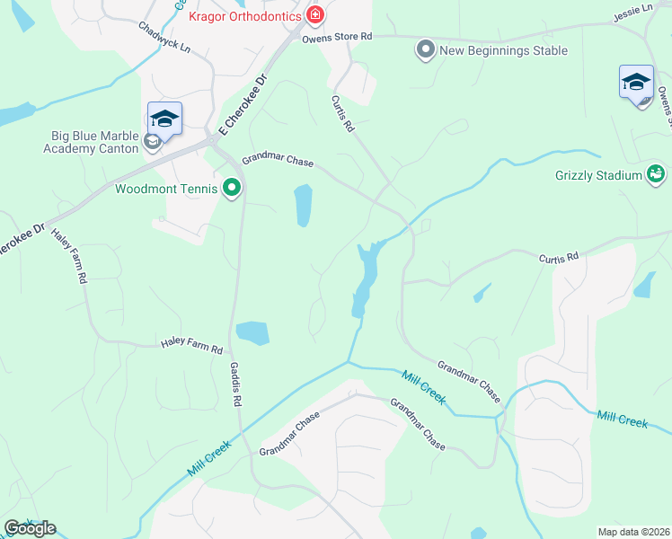 map of restaurants, bars, coffee shops, grocery stores, and more near 107 Ridgemoor Trace in Canton