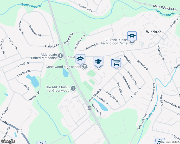 map of restaurants, bars, coffee shops, grocery stores, and more near 1816 Cokesbury Road in Greenwood