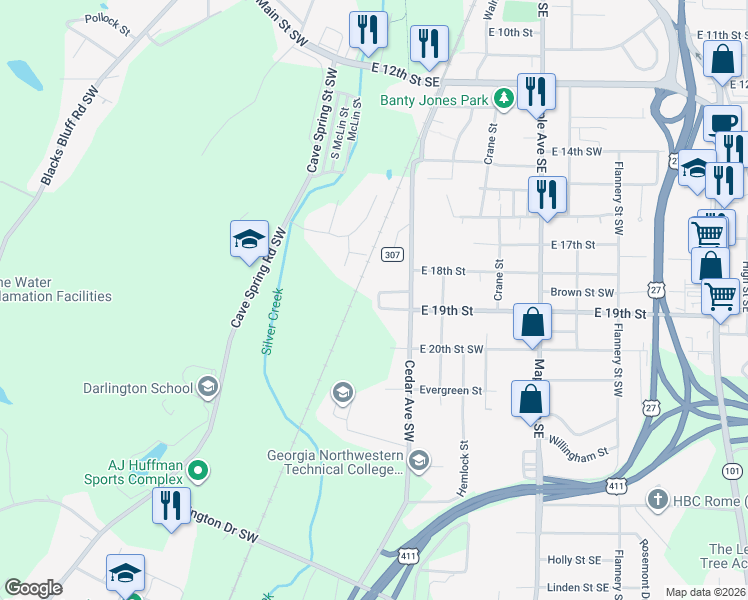 map of restaurants, bars, coffee shops, grocery stores, and more near 10 Swlumber Street in Rome