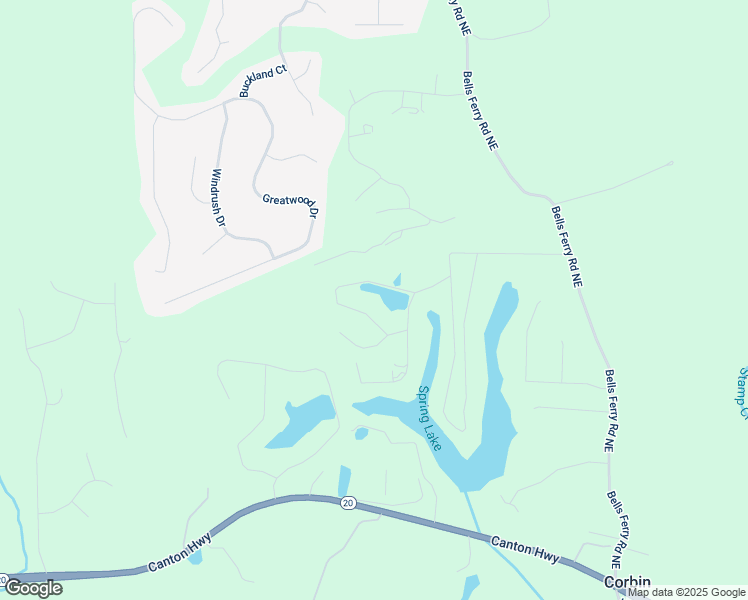 map of restaurants, bars, coffee shops, grocery stores, and more near 33 Fawn Lake Trail Northeast in White