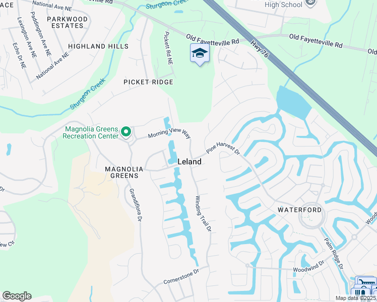 map of restaurants, bars, coffee shops, grocery stores, and more near 5409 Crepe Myrtle Court in Leland
