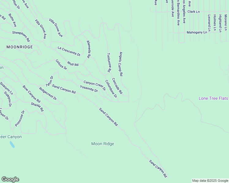 map of restaurants, bars, coffee shops, grocery stores, and more near 1736 Columbine Drive in Big Bear