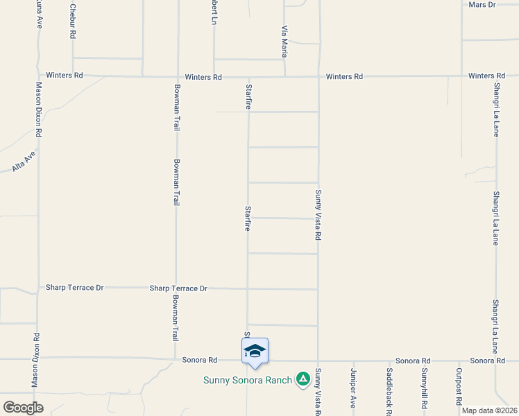 map of restaurants, bars, coffee shops, grocery stores, and more near Starfire in Yucca Valley