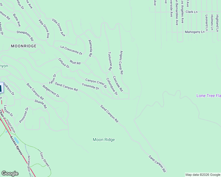 map of restaurants, bars, coffee shops, grocery stores, and more near 1709 Columbine Drive in Big Bear Lake