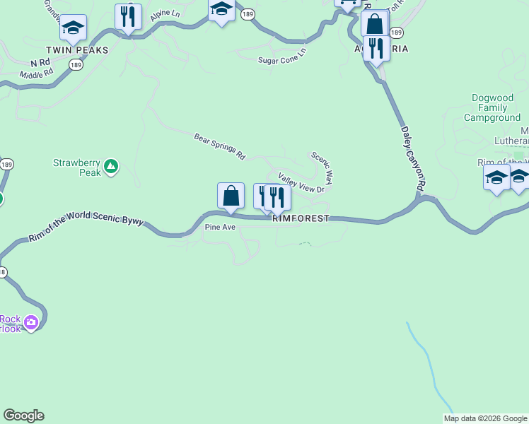 map of restaurants, bars, coffee shops, grocery stores, and more near in Rimforest