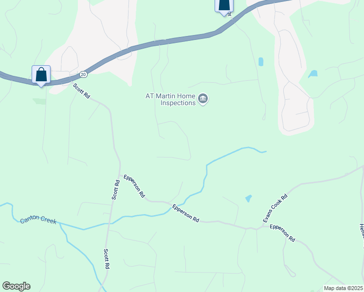 map of restaurants, bars, coffee shops, grocery stores, and more near 314 Evie Lane in Canton