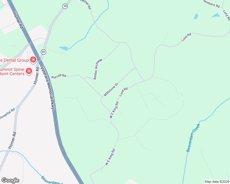 map of restaurants, bars, coffee shops, grocery stores, and more near 181 Millstone Drive in Commerce