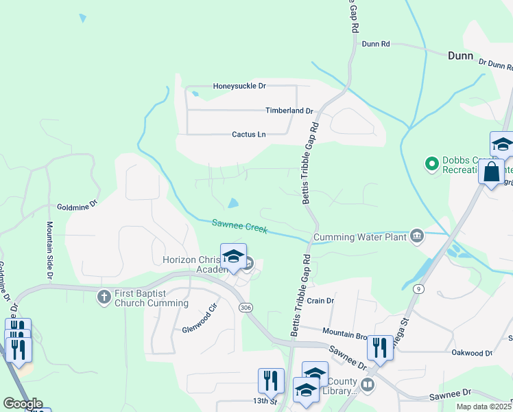 map of restaurants, bars, coffee shops, grocery stores, and more near 1605 Camden Cove Drive in Cumming